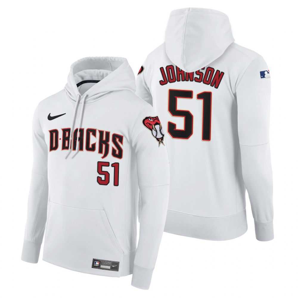 Men Arizona Diamondback 51 Johnson white home hoodie 2021 MLB Nike Jerseys